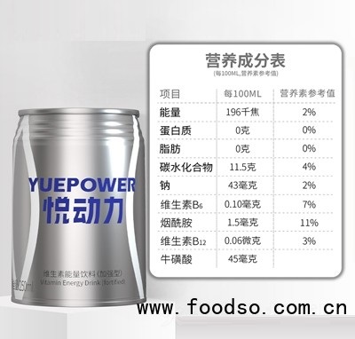 悅動(dòng)力白色罐維生素能量飲